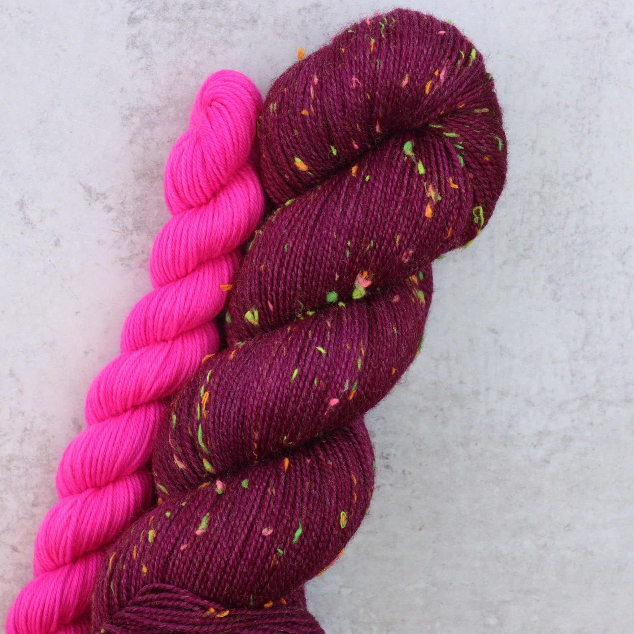 Magenta Sunset + Neon Pink - Neon Tweed Sock Set